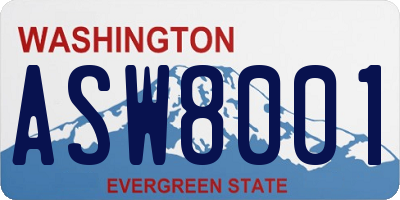 WA license plate ASW8001