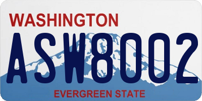 WA license plate ASW8002