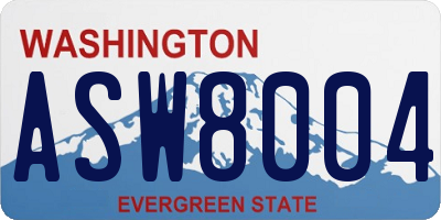 WA license plate ASW8004