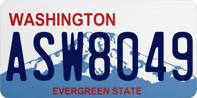 WA license plate ASW8049