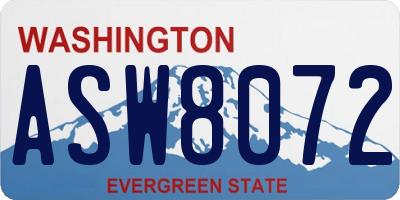 WA license plate ASW8072