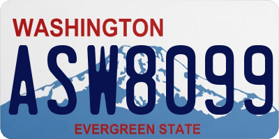 WA license plate ASW8099