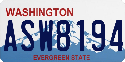 WA license plate ASW8194