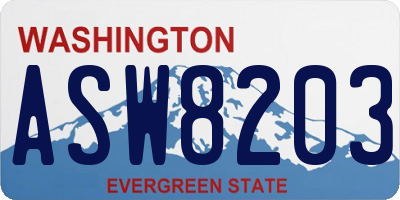 WA license plate ASW8203
