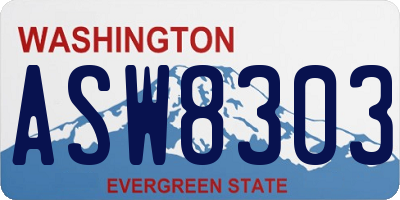 WA license plate ASW8303