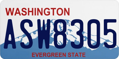 WA license plate ASW8305