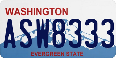 WA license plate ASW8333