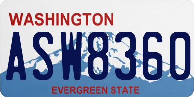 WA license plate ASW8360