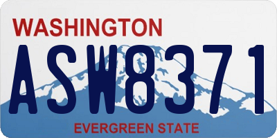 WA license plate ASW8371