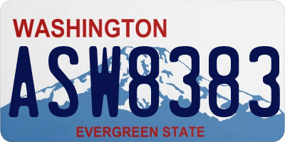 WA license plate ASW8383
