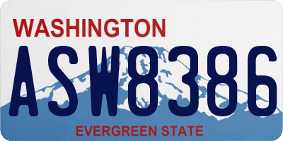 WA license plate ASW8386