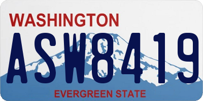 WA license plate ASW8419