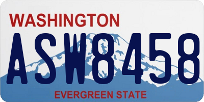 WA license plate ASW8458