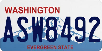 WA license plate ASW8492