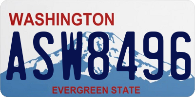 WA license plate ASW8496