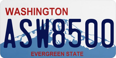 WA license plate ASW8500