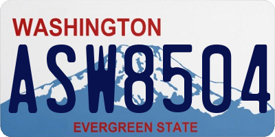 WA license plate ASW8504