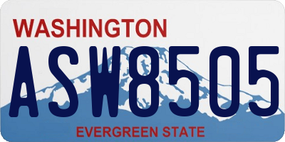 WA license plate ASW8505