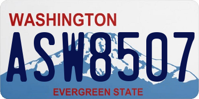 WA license plate ASW8507