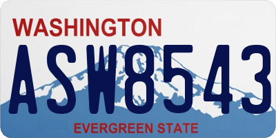 WA license plate ASW8543