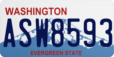 WA license plate ASW8593