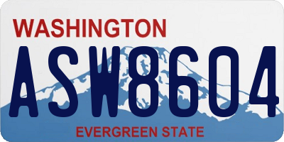 WA license plate ASW8604
