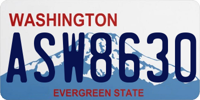 WA license plate ASW8630