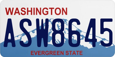 WA license plate ASW8645