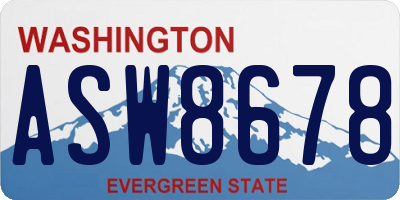 WA license plate ASW8678