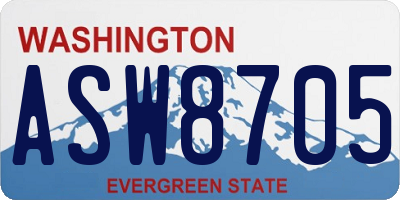 WA license plate ASW8705