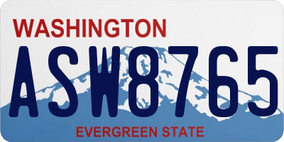 WA license plate ASW8765