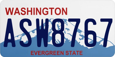 WA license plate ASW8767
