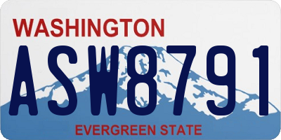 WA license plate ASW8791