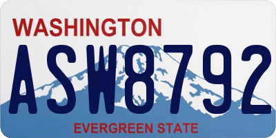 WA license plate ASW8792