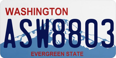 WA license plate ASW8803
