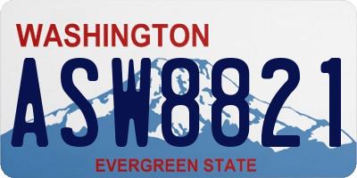 WA license plate ASW8821