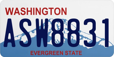 WA license plate ASW8831