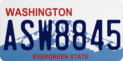 WA license plate ASW8845