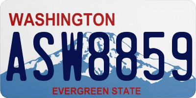 WA license plate ASW8859