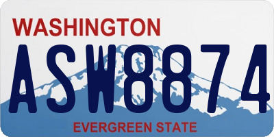 WA license plate ASW8874