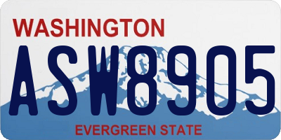 WA license plate ASW8905