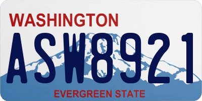 WA license plate ASW8921