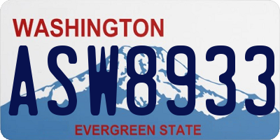 WA license plate ASW8933
