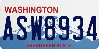 WA license plate ASW8934