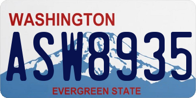 WA license plate ASW8935