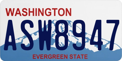 WA license plate ASW8947