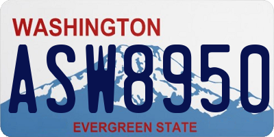 WA license plate ASW8950