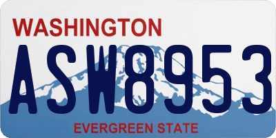 WA license plate ASW8953