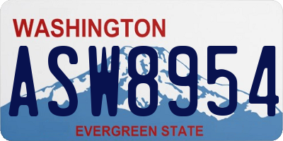 WA license plate ASW8954