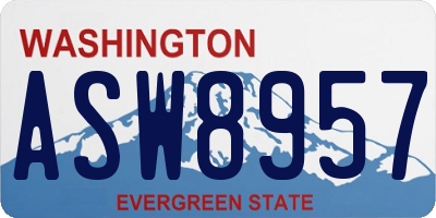 WA license plate ASW8957